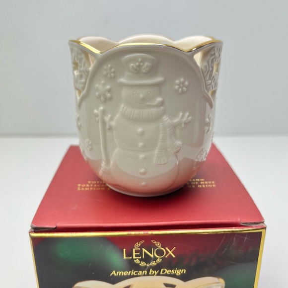Lenox Merry Lights Snowman Holiday Christmas Votive Candle Holder - Picture 2 of 8